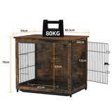 Medium Wooden Dog Crate Kennel 80.5x59x70cm End Table Nightstand - 45-Degree Angle