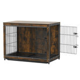 Large Wooden Dog Crate Kennel End Table Nightstand 100x59x74cm - Side View
