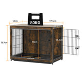 Large Wooden Dog Crate Kennel End Table Nightstand 100x59x74cm - Top-Down View
