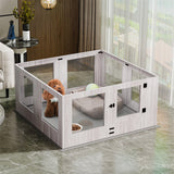 Large Dog Indoor Whelping Box, Tempered Glass & MDF - Side View