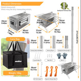 Stainless Steel Wood Burner Stove for Camping w/ Chimney & Bag - Top-Down View
