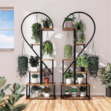 6 Tier Corner Plant Stand Metal & MDF Ladder Shelf Rack - Side View