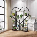6 Tier Corner Plant Stand Metal & MDF Ladder Shelf Rack - 45-Degree Angle