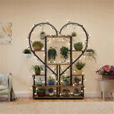 6 Tier Corner Plant Stand Metal & MDF Ladder Shelf Rack - Rear View