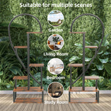 6 Tier Corner Plant Stand Metal & MDF Ladder Shelf Rack - Low Angle