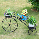 Iron Tricycle Plant Stand Pot Holder Black Solid Pattern - Top-Down View
