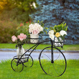 Iron Tricycle Plant Stand Pot Holder Black Solid Pattern - 45-Degree Angle