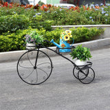 Iron Tricycle Plant Stand Pot Holder Black Solid Pattern - Close-Up Angle
