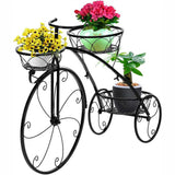 Iron Tricycle Plant Stand Pot Holder Black Solid Pattern - Low Angle
