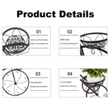 Iron Tricycle Plant Stand Pot Holder Black Solid Pattern - Extra Image
