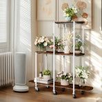 Plant Stand with Wheels Indoor Outdoor Flower Rack Display