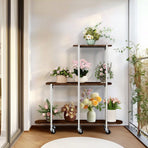 Plant Stand with Wheels Indoor Outdoor Flower Rack Display