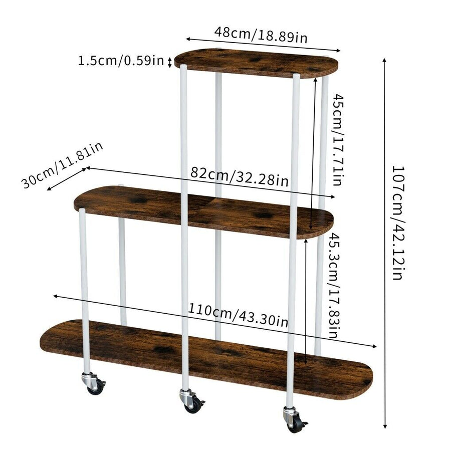 Plant Stand with Wheels Indoor Outdoor Flower Rack Display