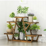 Wooden 6 Tier Plant Stand A-Frame Flower Pot Display Organizer - Front View