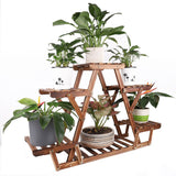 Wooden 6 Tier Plant Stand A-Frame Flower Pot Display Organizer - Top-Down View