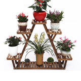 Wooden 6 Tier Plant Stand A-Frame Flower Pot Display Organizer - 45-Degree Angle