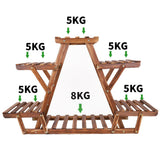 Wooden 6 Tier Plant Stand A-Frame Flower Pot Display Organizer - Close-Up Angle