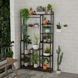 Plant Stand Shelf Rack with Hanging Rod Indoor Outdoor Display - Rear View