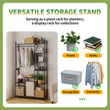 Plant Stand Shelf Rack with Hanging Rod Indoor Outdoor Display - Low Angle