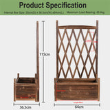 Elevated Wooden Planter Box L-64x36.5x115cm with Trellis - Front View