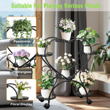 Rolling Metal Plant Stand Indoor Outdoor Garden Display Shelf - 45-Degree Angle