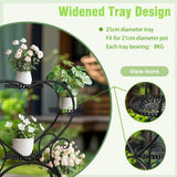 Rolling Metal Plant Stand Indoor Outdoor Garden Display Shelf - Close-Up Angle