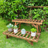 Pine Wood 3pcs Plant Stand Ladder Garden Flower Display - 45-Degree Angle