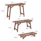 Pine Wood 3pcs Plant Stand Ladder Garden Flower Display - Close-Up Angle