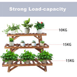 Pine Wood 3pcs Plant Stand Ladder Garden Flower Display - Extra Image