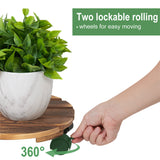 Wooden Plant Caddy Stand 2-Pack 360� Rotating Casters - Side View