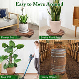 Wooden Plant Caddy Stand 2-Pack 360� Rotating Casters - Rear View