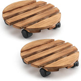 Wooden Plant Caddy Stand 2-Pack 360� Rotating Casters - Close-Up Angle