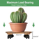Wooden Plant Caddy Stand 2-Pack 360??Rotating Casters