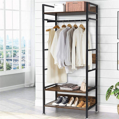 Heavy Duty Clothes Rack 3 Tiers MDF & Metal Iron Rail