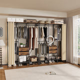 XXL Heavy Duty Wardrobe Closet w/ Shelf, Drawer & Rack - Front View