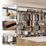 XXL Heavy Duty Wardrobe Closet w/ Shelf, Drawer & Rack - Top-Down View
