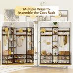 Corner Coat Stand with Shoe Bench Metal & MDF Organizer