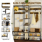 Corner Coat Stand with Shoe Bench Metal & MDF Organizer
