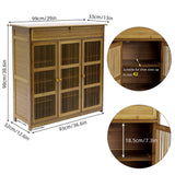 Wooden Shoe Rack XL 4 Tier 3 Doors Drawers Shelves Cabinet Organizer - Low Angle