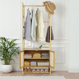 Bamboo Clothes Rack Coat Stand 168cm High Polish 53cm Length
