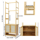 Bamboo Clothes Rack Coat Stand 168cm High Polish 53cm Length - 45-Degree Angle