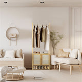 Bamboo Clothes Rack Coat Stand 168cm High Polish 53cm Length - Close-Up Angle