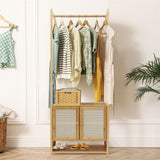 Bamboo Clothes Rack Coat Stand 168cm High Polish 53cm Length - Extra Image