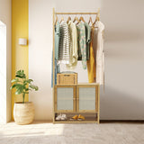 Bamboo Clothes Rack Coat Stand 168cm High Polish 53cm Length - Extra Image