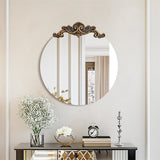 Baroque Round Antique Mirror Wall Decor 80x84.5cm - Front View
