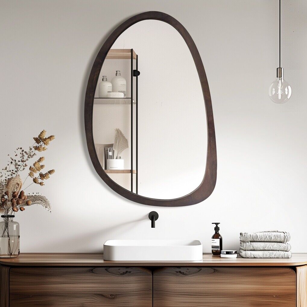 Antique Wooden Wall Mirror HD Odd Shaped Home D??or 50x70cm
