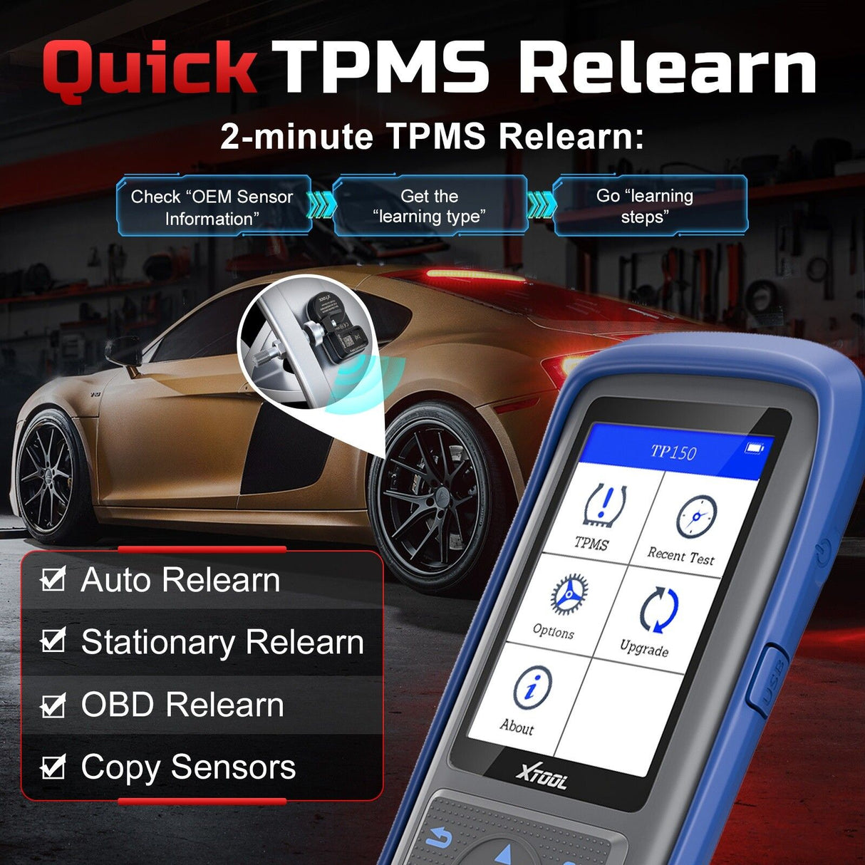TP150 TPMS Reset Tool 2025 WiFi CAN EOBD OBDII