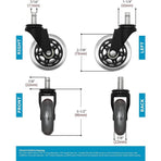 3 Swivel Rollerblade Chair Wheels, 7/16 Stem, All Floors - 5 Pack