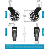 3 Swivel Rollerblade Chair Wheels, 7/16 Stem, All Floors - 5 Pack - 45-Degree Angle
