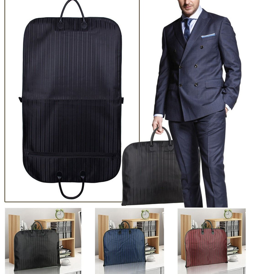 Blue Men Suit Garment Bag Zippered Dustproof Travel Organizer